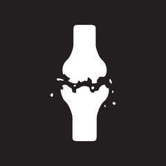flat icon in black and white style bone fracture 