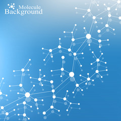 Structure molecule atom dna and communication background. Concept of neurons. Connected lines with dots. Illusion nervous system. Medical scientific backdrop. Vector illustration.