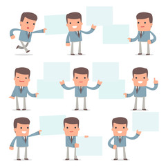 Set of Funny and Cheerful Character Graduate Student holds and i