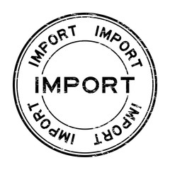 Grunge black import rubber stamp