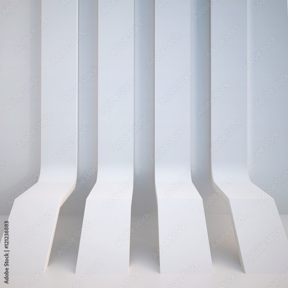 Poster 3d illustration. white abstract three-dimensional composition based on extruded lines in the form of