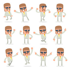 Set of Laughing and Joyful Character Impudent Reseller in celebr