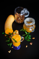 pumpkin smoothie with nuts and honey