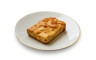 Traditional pie with meat. Piece of cake.