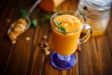 pumpkin smoothie with nuts and honey