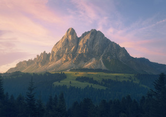 Sass de Putia mountain at dawn