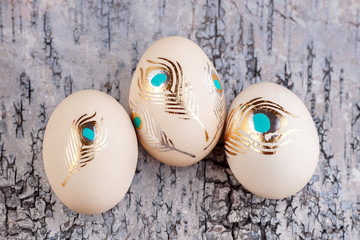 Easter egg on wooden background