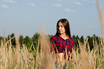 girl walking in field