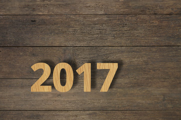 Laserschneiden 2017 Jahreszahl aus poliertem Eichenholz auf  alten Brettern  - Laser cutting 2017 years Number of polished oak on old boards 