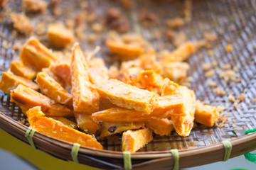 Fried yam Thai Snack or Thailand food is delicious to eat at you