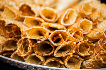 close up of waffle cones