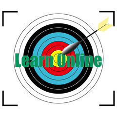 Learn Online word Vector, business concept target for archery. Vector illustration EPS10.