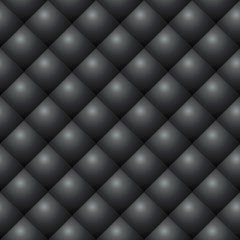 Fototapeta na wymiar Seamless black diamond stitched leather vector texture.