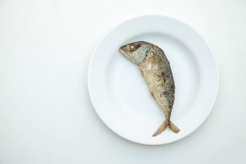 Mackerel in white dish