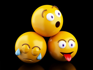 3d Emojis icons with facial expressions.