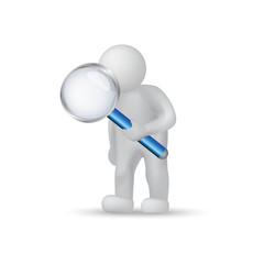 3D People With A Magnifying Glass - Isolated On White Background. Vector Illustration, Graphic Design. For Web, Websites, Print Material, Template