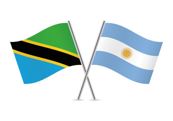 Tanzania and Argentina flags. Vector illustration.