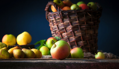 Wild apples in basket