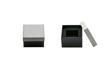 isolated set of opened modern gift box on white background