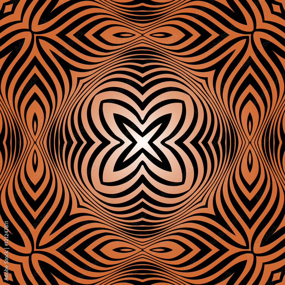 Poster texture pattern illusion of the lines in the form of a symmetrical convex rhombus in a square on a b