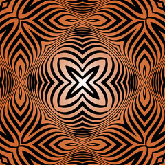 texture pattern illusion of the lines in the form of a symmetrical convex rhombus in a square on a background of golden gradient