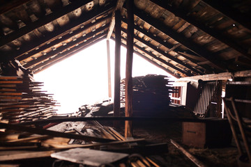 Wooden barn storage room