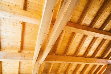 Wood ceiling under construction