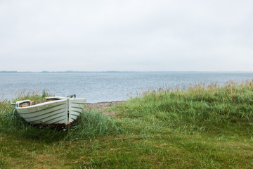 Boat aground on the lawn