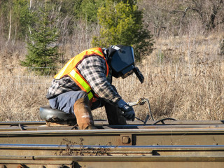 Welder Working on a Rail