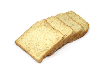 Square slice of fresh whole grain meal bread. Detailed bread texture