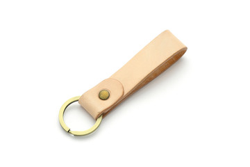 Leather key chain isolated on white background