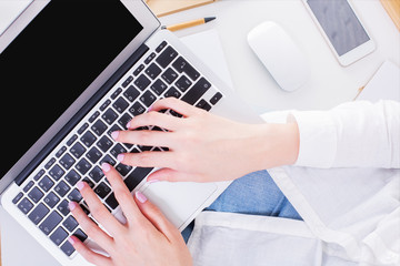 Keyboarding female hands