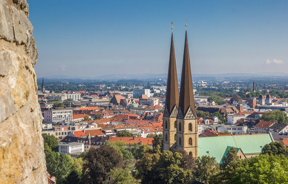 View over the Marienkirche in the historical center of Bielefeld