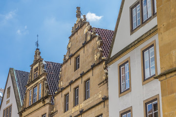 Fototapeta na wymiar Historical facades on the central market square of Bielefeld