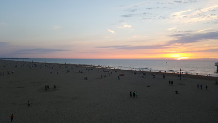 Romantic sunset at the sea and beach