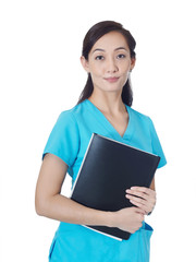 Obraz premium Portrait of young asian doctor isolated on white background