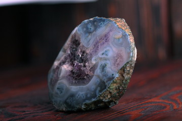 Natural Agate with Amethyst Crystals
