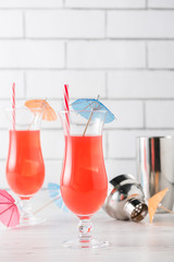 Fresh home made Singapore Sling cocktails