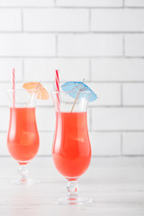 Fresh home made Singapore Sling cocktails