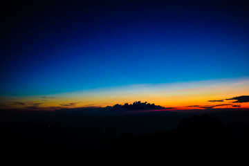 Sunset on the peak of mountains