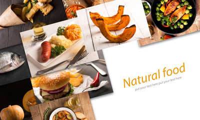 Food collage with copy space