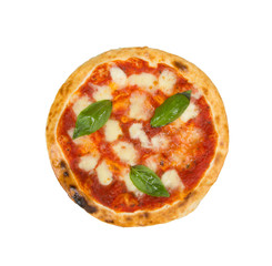 Pizza with cheese and tomato sauce. Pizza on a white background.