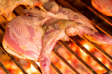 roasted partridge on a grill