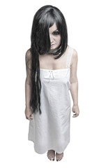 Mystical witch woman looking at you isolated