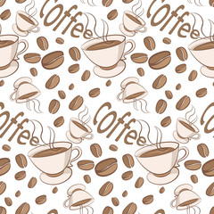 seamless pattern of coffee beans vector
