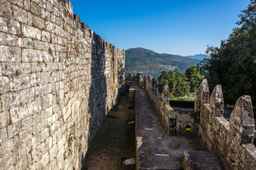 Fototapeta na wymiar Battlements and ramparts of Soutomaior Castle, province of Pontevedra, Spain