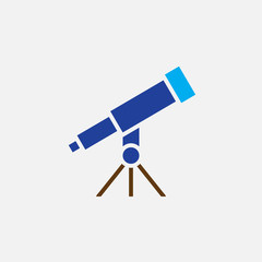 telescope solid icon, colorful vector illustration, pictogram isolated on white