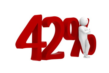 3d human leans against a red 42%