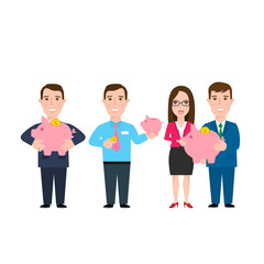 Obraz premium business people with piggy bank