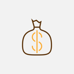 money bag line icon, colorful outline vector illustration, linear pictogram isolated on white